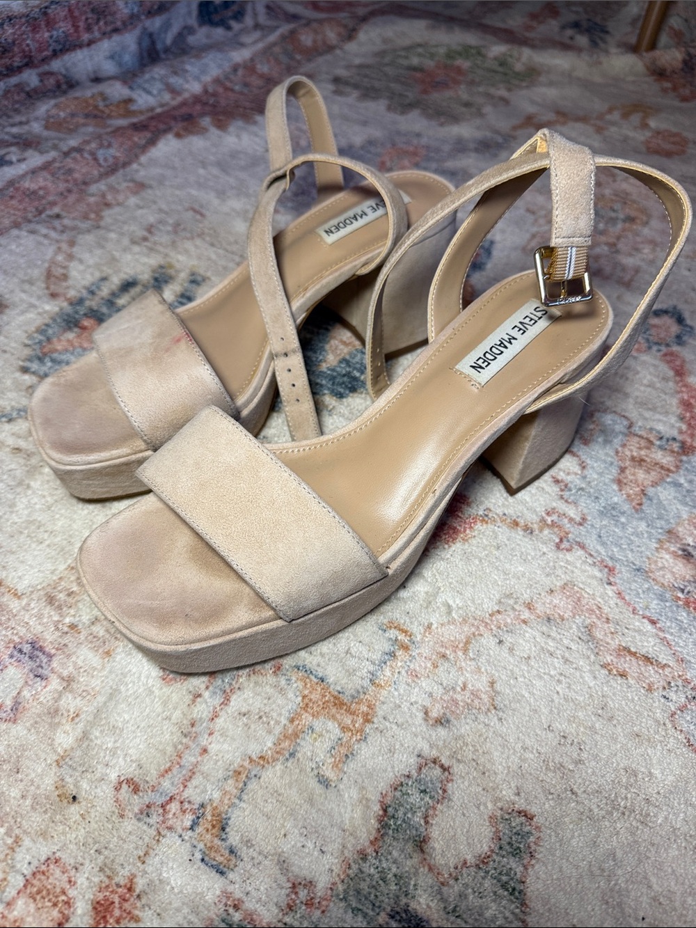 Steve Madden Beige Suede Platform Sandals